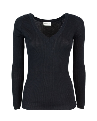 P.A.R.O.S.H BLACK RIBBED WOOL SWEATER WITH V-NECK