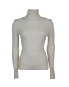 P.A.R.O.S.H WHITE RIBBED WOOL SWEATER WITH HIGH COLLAR
