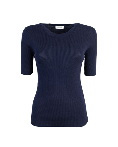 P.a.r.o.s.h Leila Ribbed Knit Wool Top In Blue