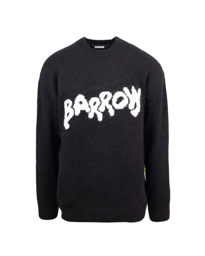 Barrow Intarsia-knit Logo Brushed Jumper In 110black