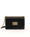 Furla Structured Black Shoulder Bag With Gold-tone Clasp In Are000o6000
