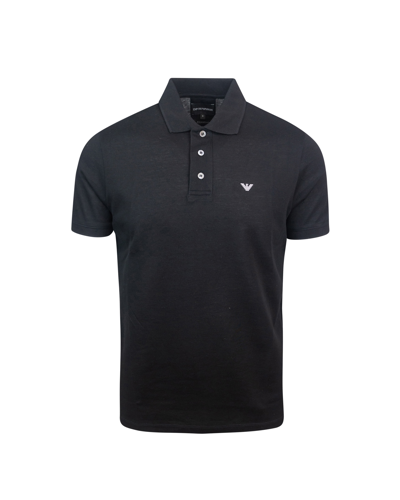 Emporio Armani Black Piquet Polo Shirt In 0999