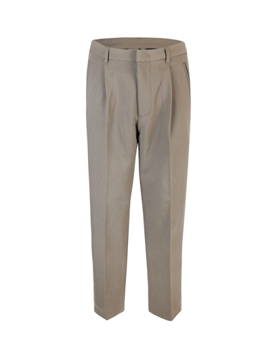 Emporio Armani Dove Gray Pleated Trousers In 440