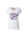 ANIYE BY WHITE T-SHIRT WITH GLITTER LOGO PRINT