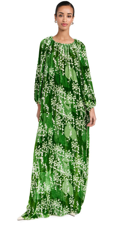 Bernadette Georgina Floral-print Velvet Maxi Dress In Green