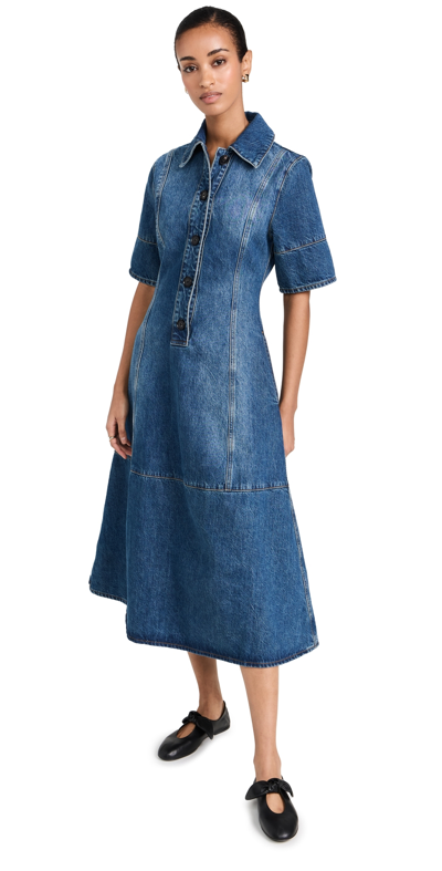 Co Denim Midi Shirtdress In Blue