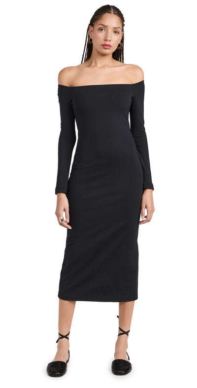 Enza Costa Off-shoulder Midi Dress In Black