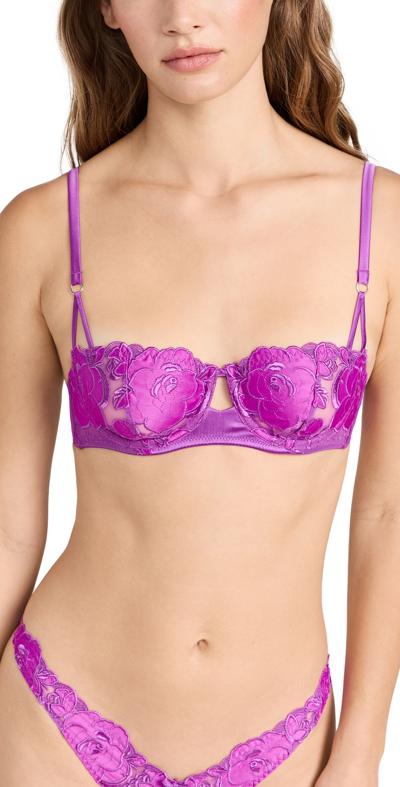 Fleur Du Mal Rose Logo-embroidered Balconette Bra In Pink Iris