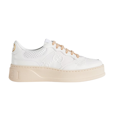 Pre-owned Gucci Wmns Gg Embossed Sneaker 'white Beige'