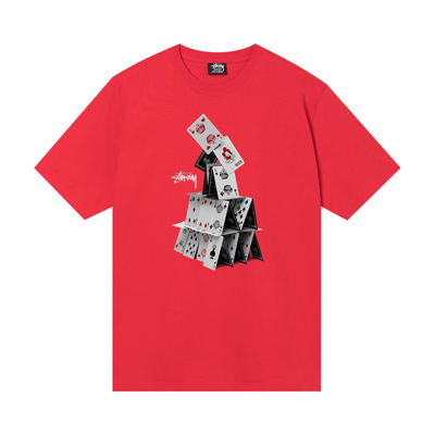 Pre-owned Stussy House Of Cards Tee 'red'