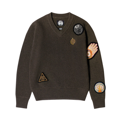 Pre-owned Stussy X Dries Van Noten Patch Knit Sweater 'sand' In Brown