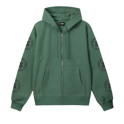 Pre-owned Stussy Seal Zip Hoodie 'green'