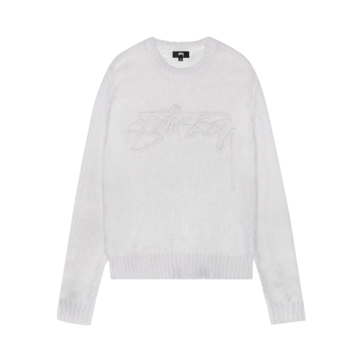 Pre-owned Stussy Loose Knit Logo Sweater 'bone' In White
