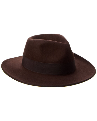 Who Ced Ribbon Band Wool Felt Fedora In Brown