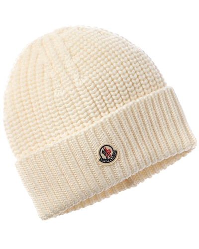 Moncler Wool Knit Hat In White