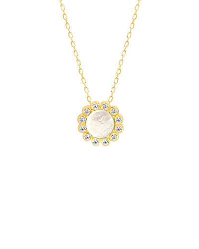 Gabi Rielle Sunlite Pave Pearl Necklace In Yellow Gold