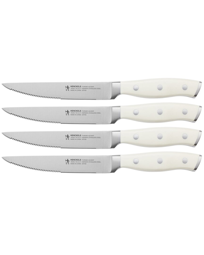 Zwilling J.a. Henckels Forged Accent 4pc Steak Knife Set In White