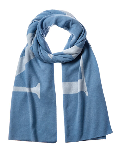 Lanvin Logo Wool & Cashmere-blend Scarf In Blue