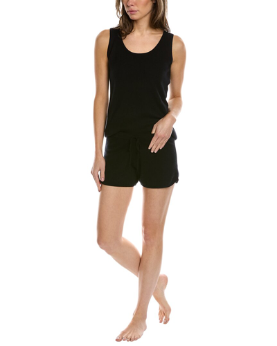 Sofiacashmere 2pc Cashmere Tank & Short Set In Black