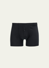 Hanro Men's Cotton Sensation Boxer Briefs (longer Leg) In Black