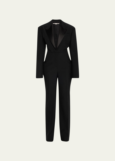 Stella Mccartney Tailored Wool Tuxedo Jumpsuit In 1000 Black