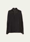 TOM FORD OVERSIZE COLLARED SILK BLOUSE