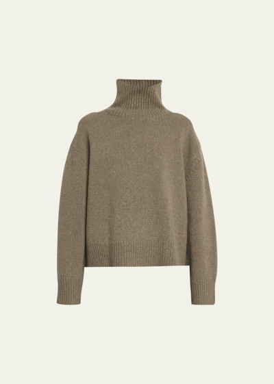 Nili Lotan Omaira Funnel-neck Wool Sweater In Army Green