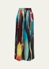 CHRISTOPHER JOHN ROGERS WHEATPASTE ELASTIC WAIST WIDE-LEG TROUSERS