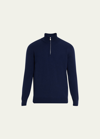 Brunello Cucinelli Men's Cashmere Quarter-zip Sweater In Navy