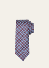 Charvet Men's Silk Check Tie In 17 Lt Blue