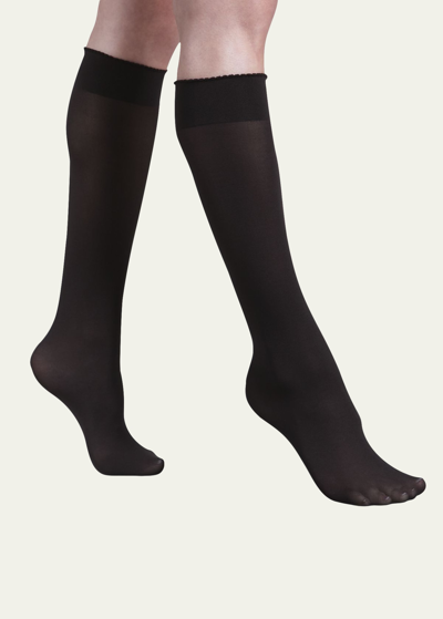 Wolford Velvet Deluxe Knee-highs In Coca