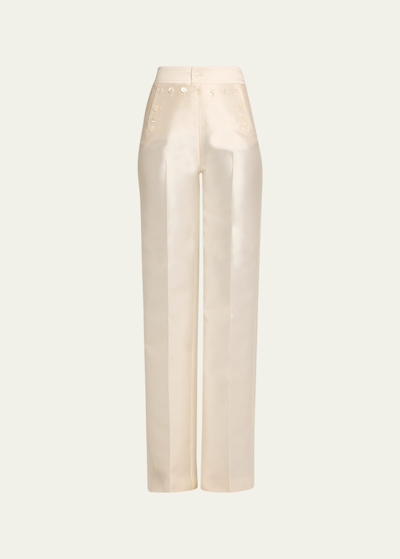 Christopher John Rogers High-waisted Pleated Sailor Trousers In Ivory