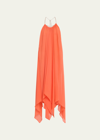 Ramy Brook Joyce Embellished-strap High-low Dress In Orangeade