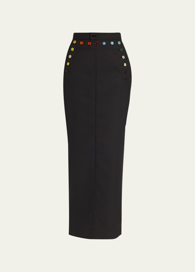 Christopher John Rogers Sailor Lace-up Back Pencil Skirt In Black