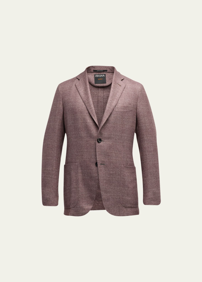Zegna Men's Dusty Cashmere-blend Check Sport Coat In Md Gry Ck