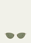 Khaite X Oliver Peoples Sleek Black Steel Butterfly Sunglasses In Gold