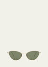 Khaite Sleek Black Steel Butterfly Sunglasses In Gold