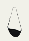 The Row Small Slouchy Banana Crossbody Bag In Sporty Suede In Dark Navy