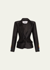 CHRISTOPHER JOHN ROGERS TAILORED TUXEDO JACKET WITH PLEATED BACK