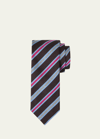 Charvet Men's Schappe Silk Stripe Tie In 11 Navy