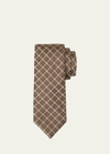 Charvet Men's Silk Check Tie In 11 Brown