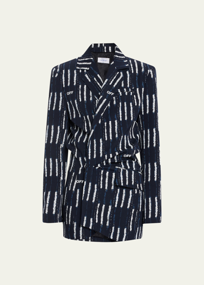 Off-white Wool Mini Twisted Blazer Dress In Cobalt Blu