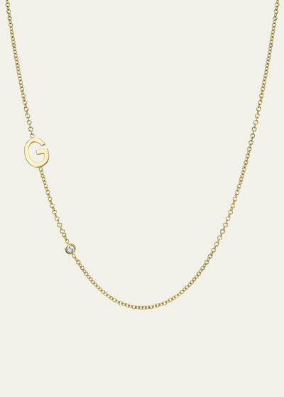 Zoe Lev Jewelry 14k Gold Asymmetrical Initial And Bezel Diamond Necklace