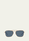 Ray Ban Caravan Reverse Mixed-media Aviator Sunglasses In Rose Gold