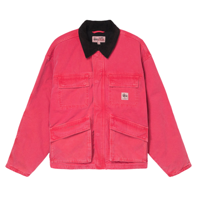 Pre-owned Stussy Washed Canvas Shop Jacket 'hot Pink'