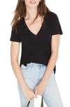 Madewell Whisper Cotton V-neck Pocket Tee In True Black