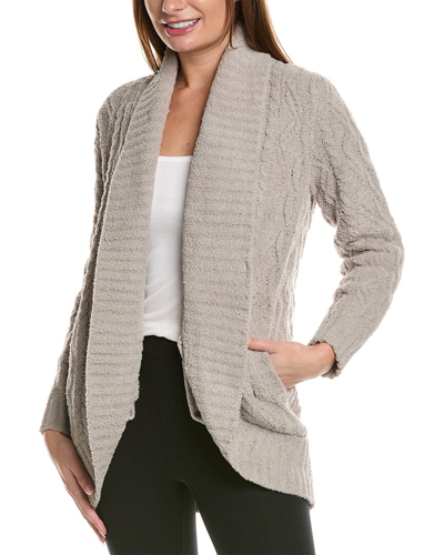 Barefoot Dreams Cozychic Cable Shawl Cardigan In Linen