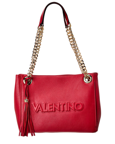 Valentino By Mario Valentino Luisa Embossed Leather Shoulder Bag In Red