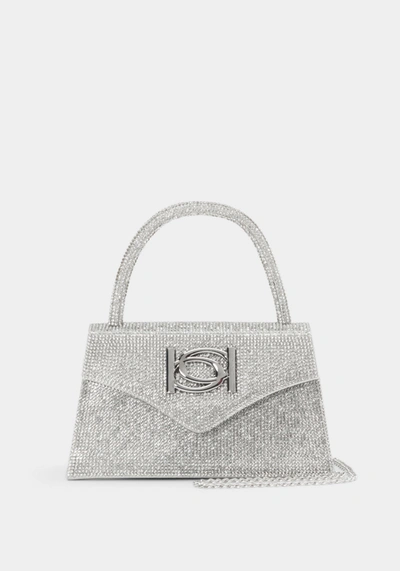 Bebe Hollywood Diamond Mini Satchel In Silver,white