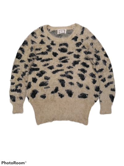 Pre-owned Cardigan X Mink Fur Coat Japan Brand Leopord Mohair Cardigan/jumper Kurt Cobain In Leopard